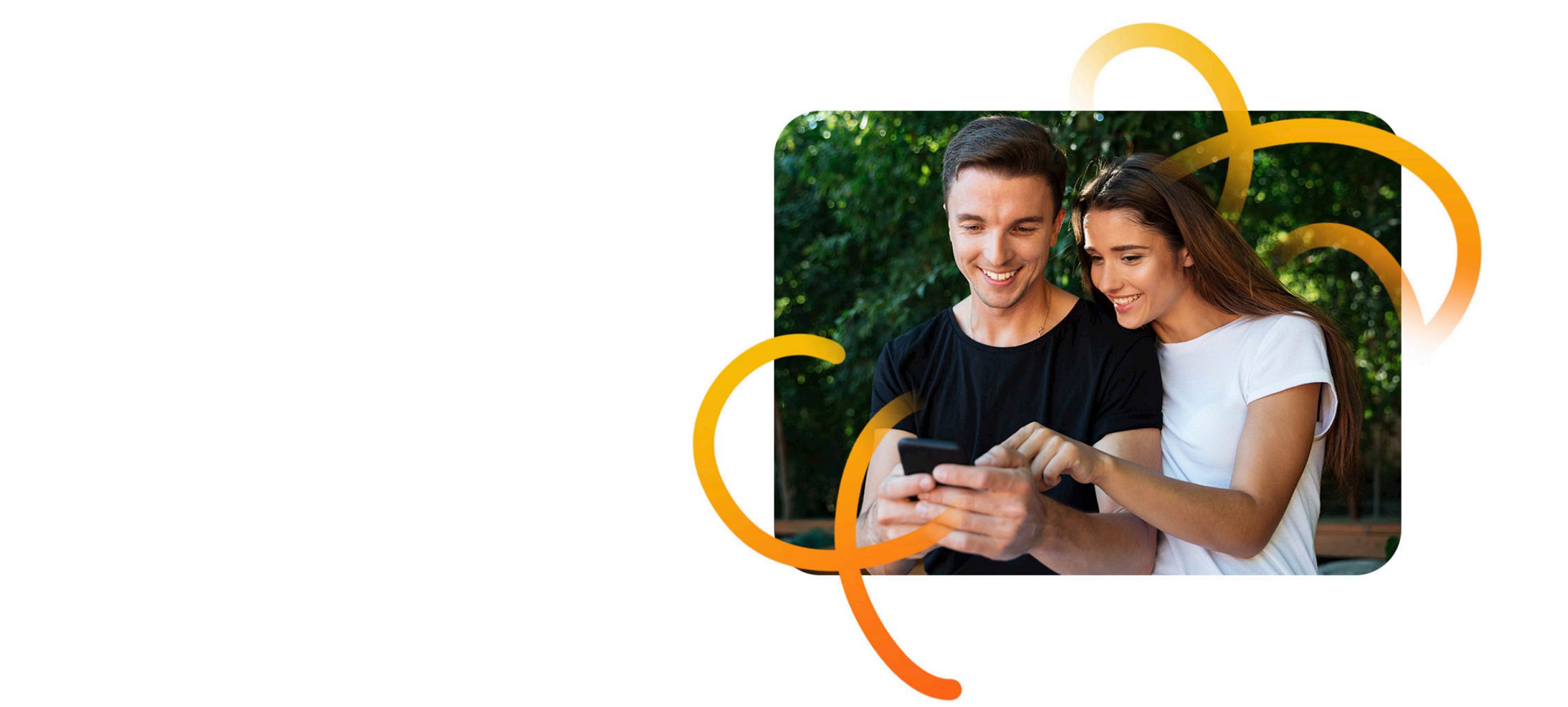 Couple looking at a phone together