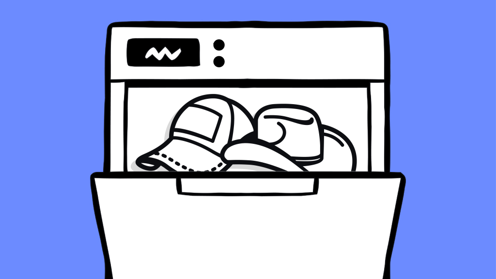 Illustration of Dishwasher with hats inside