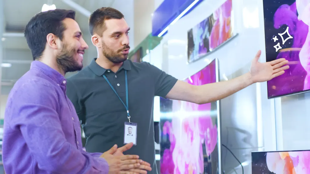 Man shopping for a new tv