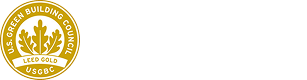 Gold circular seal reading “U.S. Green Building Council – LEED Gold – USGBC.”