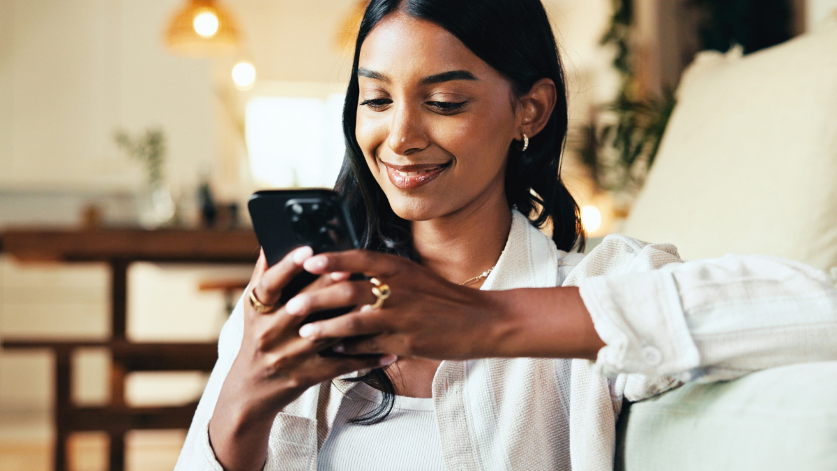 Woman turning off 5G on iPhone