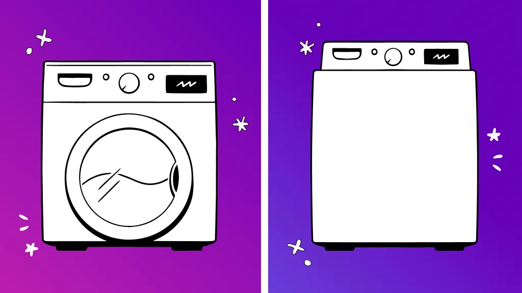 Illustration of Front loading and top loading washer