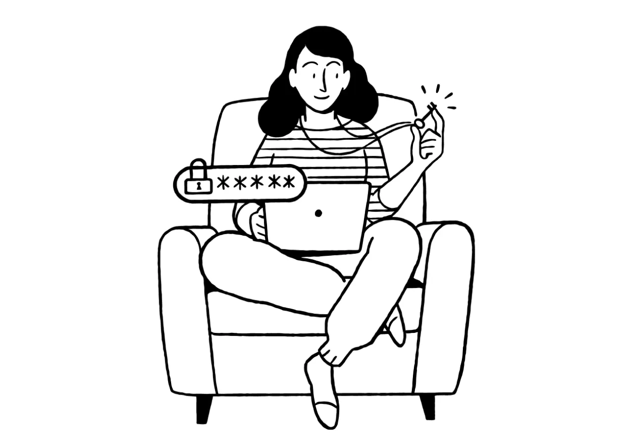 Woman with safe password