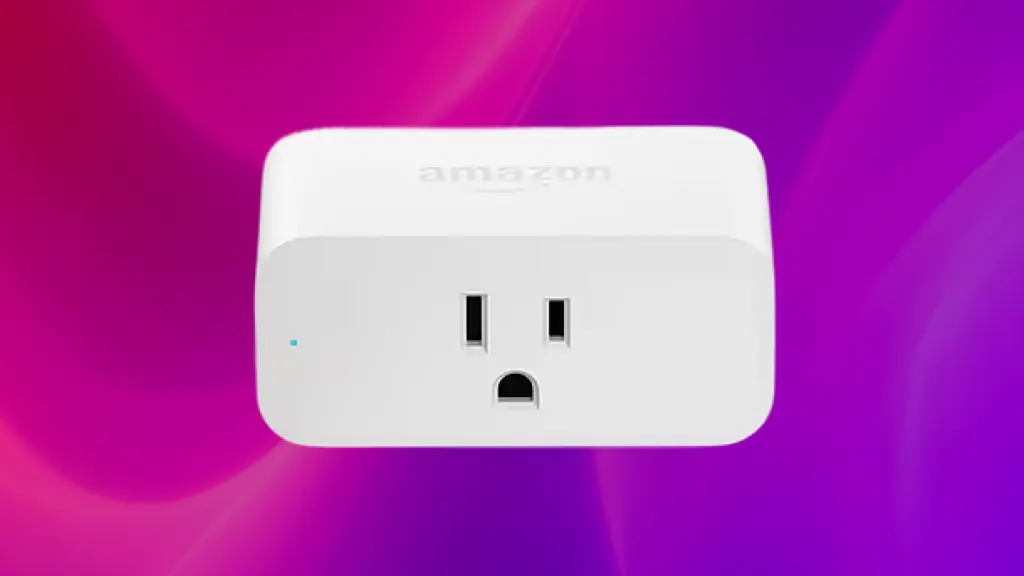 Amazon Smart Plug product image on a gradient background
