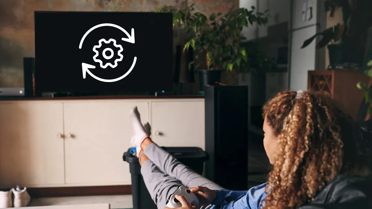 Woman looking at Xbox settings