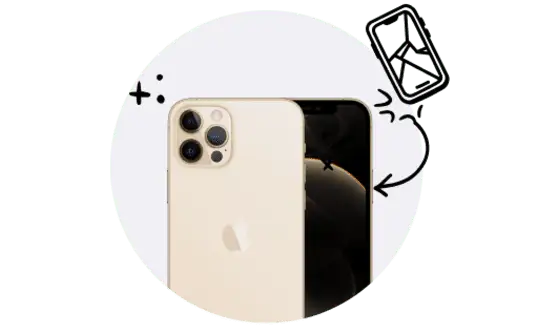 Cracked phone screen with icon