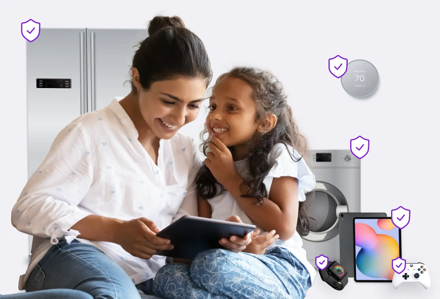 Mother and Daughter using an tablet