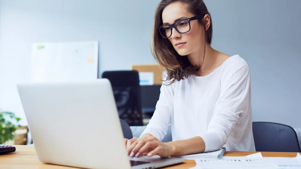 Woman using MacBook Pro 