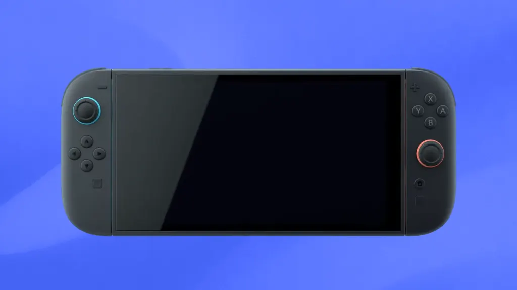Nintendo Switch product image on a blue background