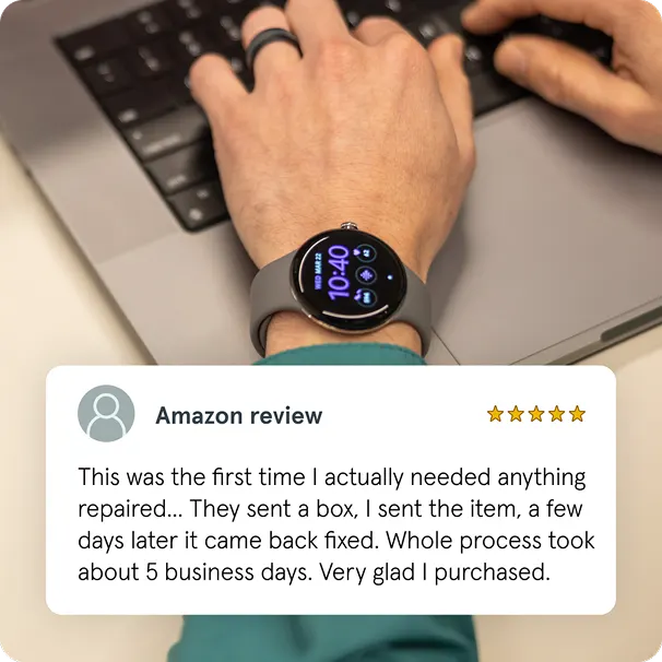 Amazon review with 5 star rating