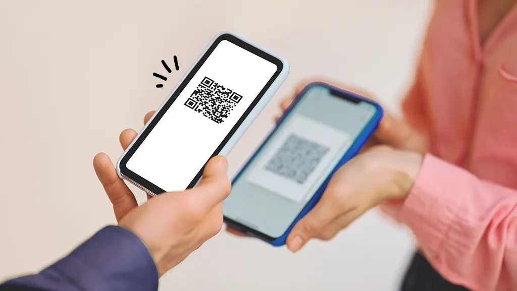 Two phones sharing home network login info using QR code