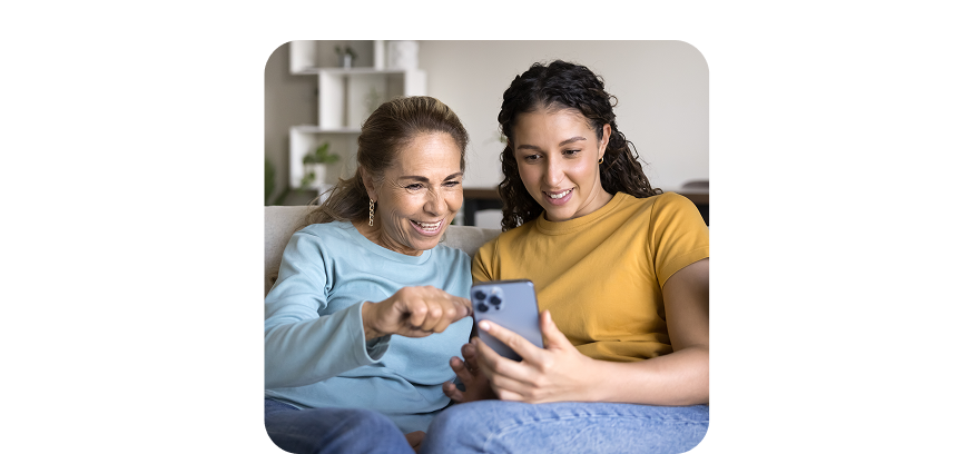 Family using a phone