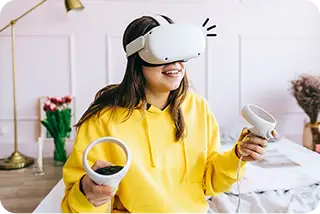 Person using their Oculus Quest connected to their TV