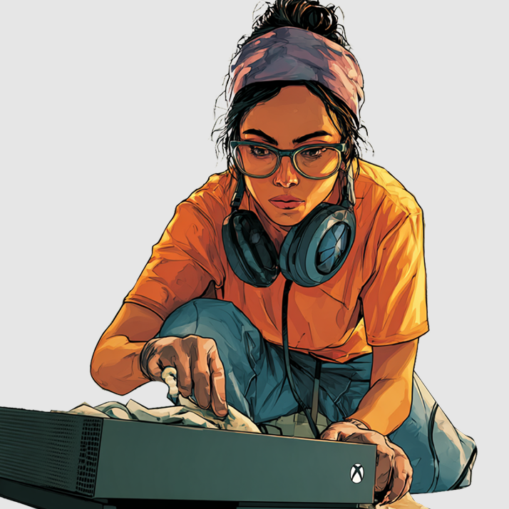 Woman with an xbox