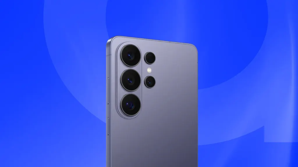 Isolated product image of a Samsung Galaxy on a blue background