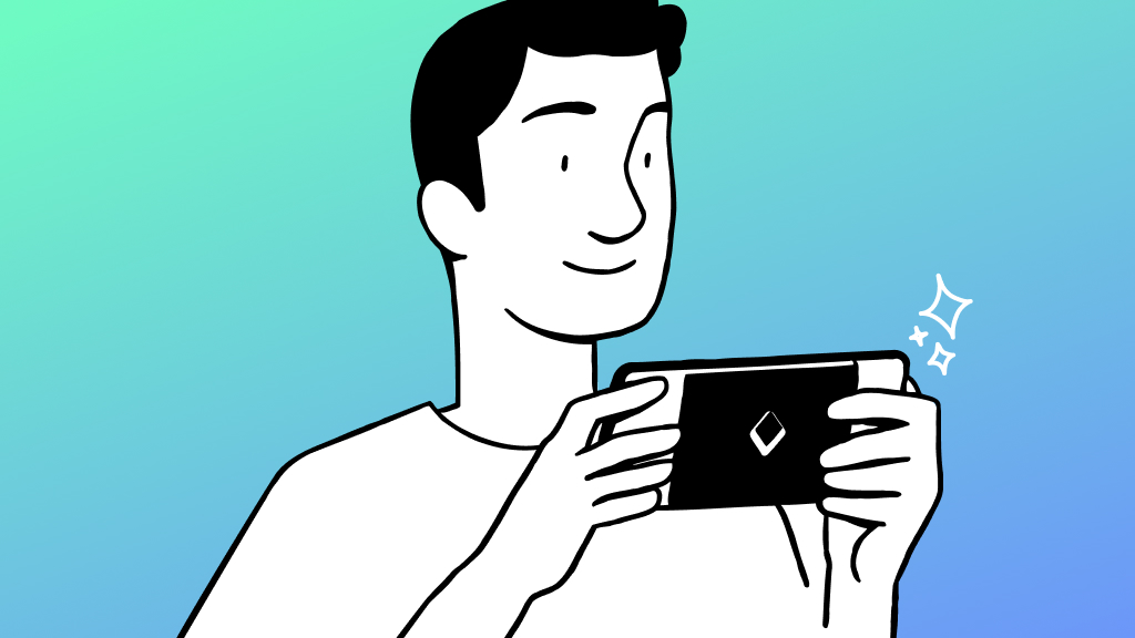Illustration of person playing clean Nintendo Switch