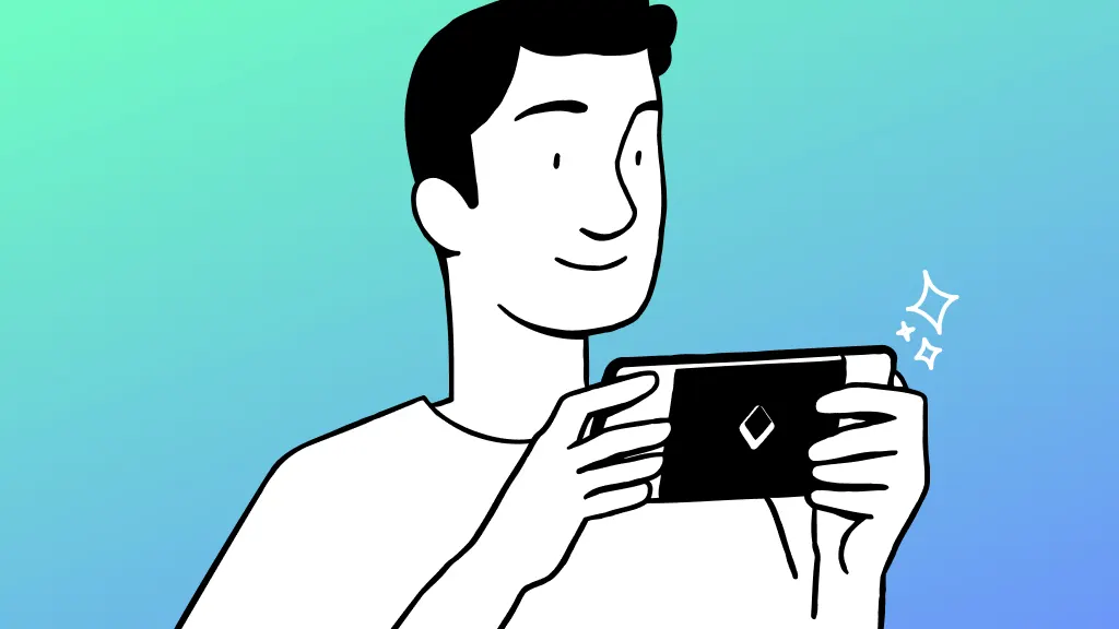 Illustration of person playing clean Nintendo Switch