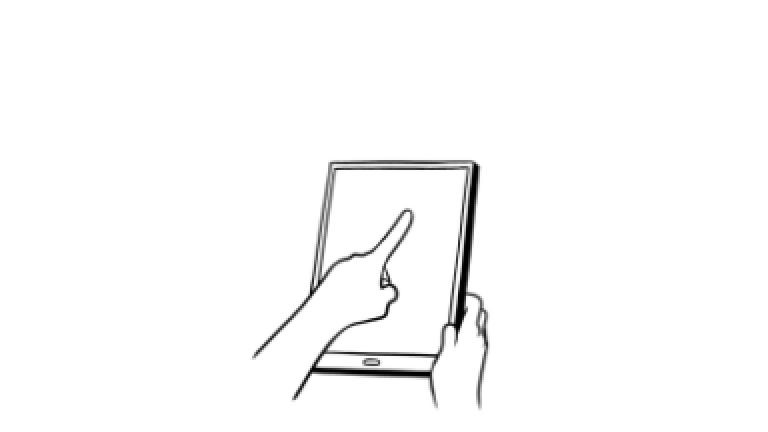 finger pointing to screen on tablet