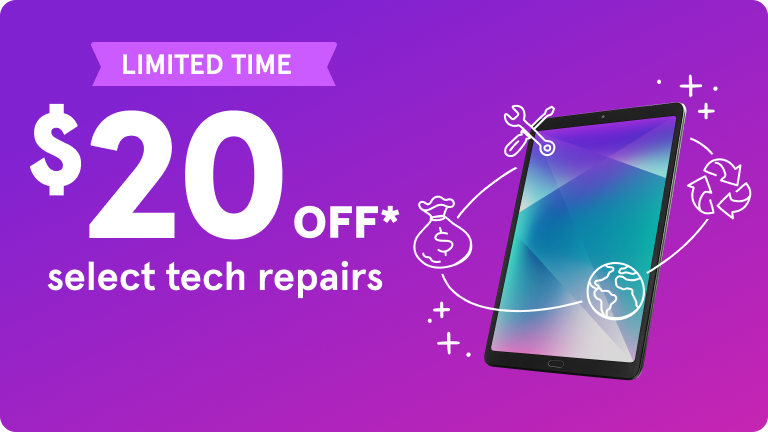 Limited time. $20 off select tech repairs. See disclaimer.