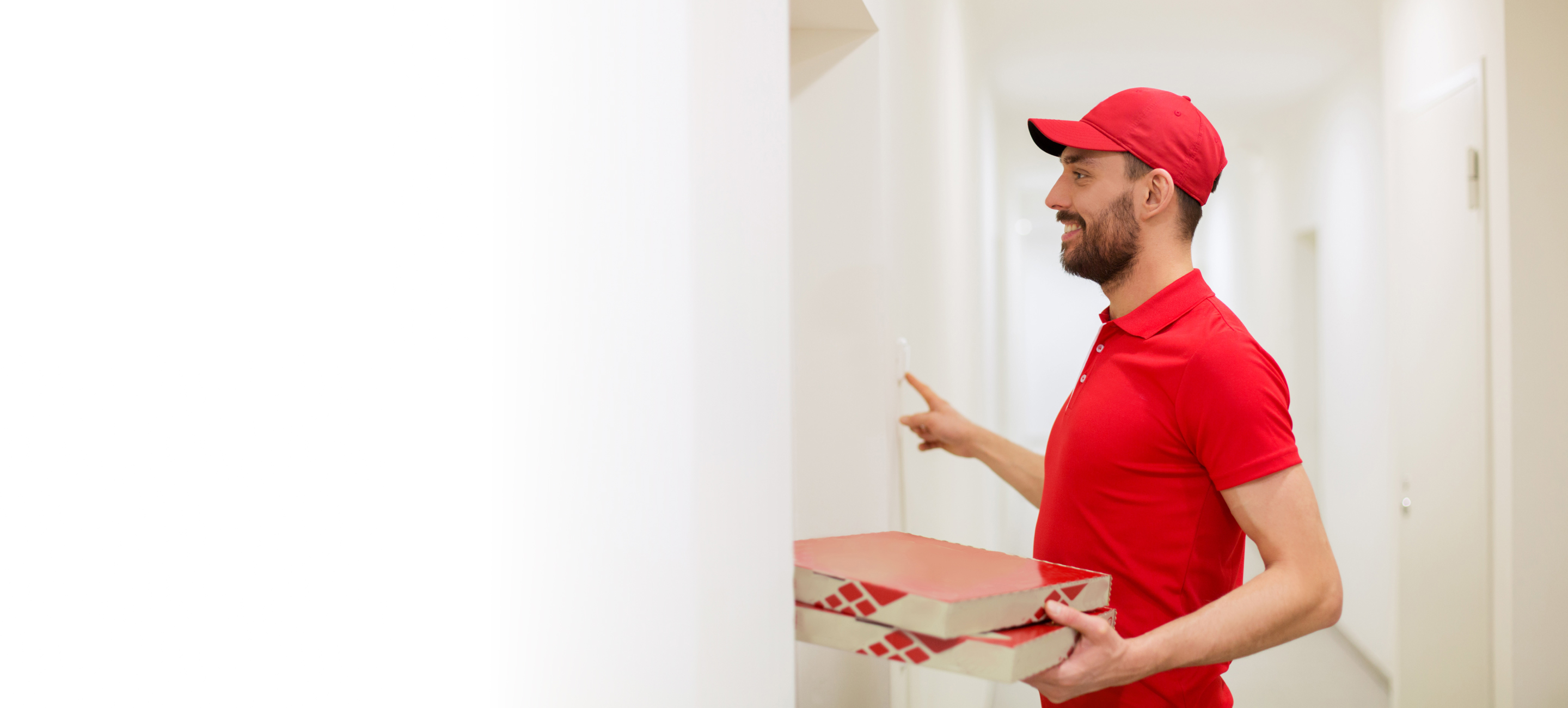 Delivery person ringing doorbell