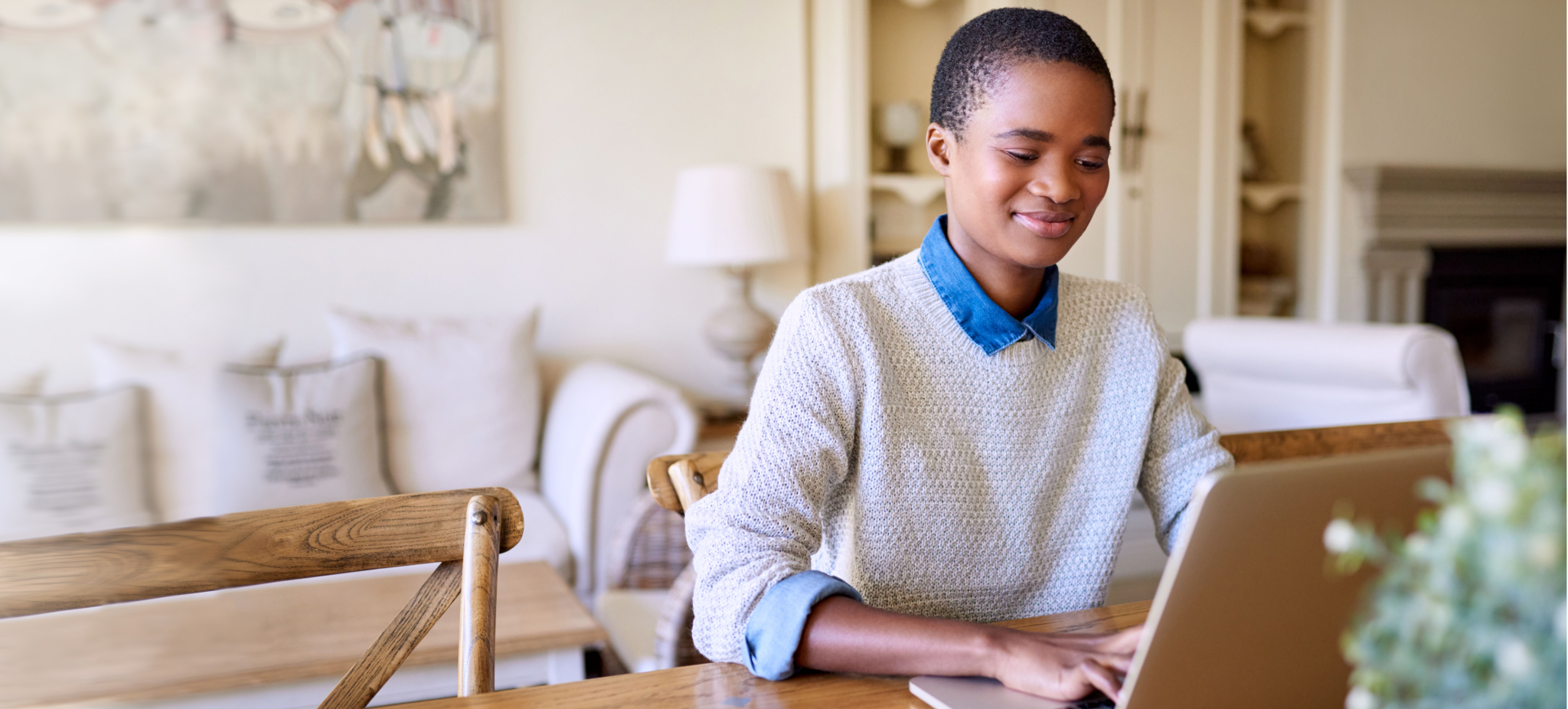  woman typing on laptop