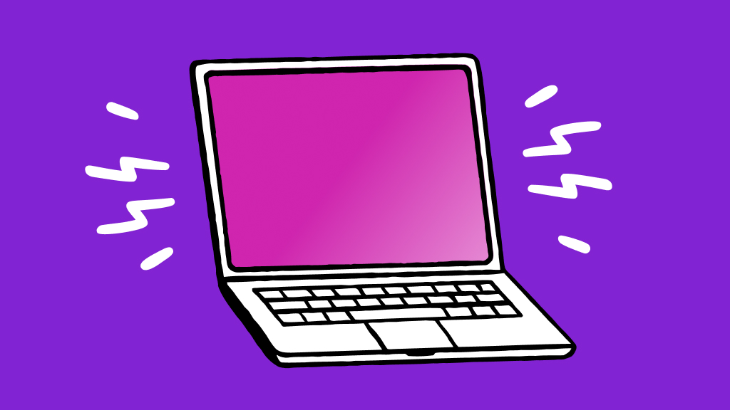 Illustration of pink screen on a MacBook