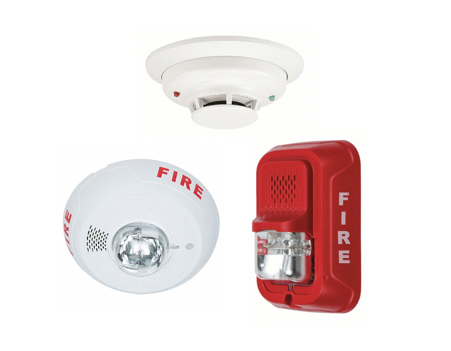 System Sensor smoke detector, and horn strobe