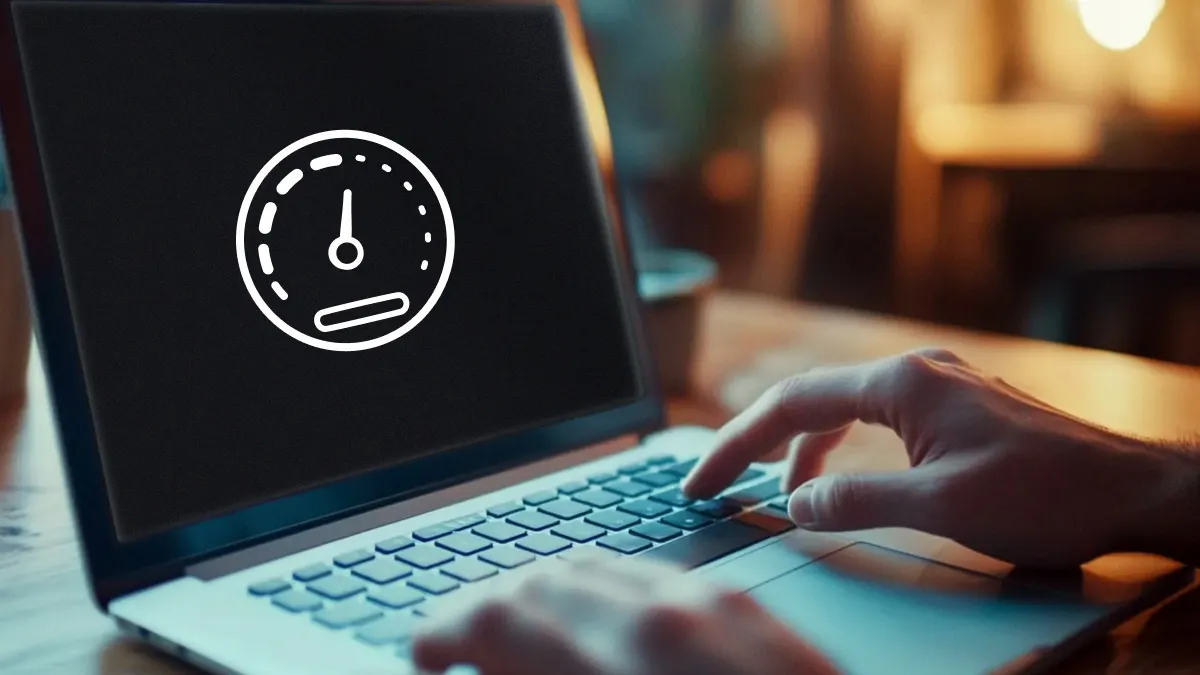 Person checking internet speed on laptop