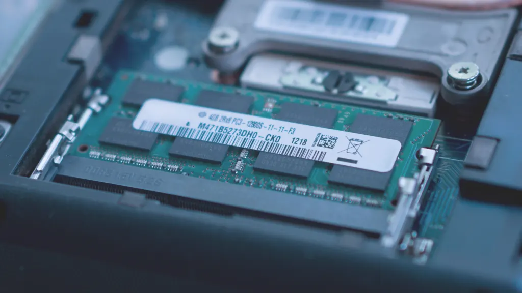 Lifestyle mage of exposed RAM compartment on a laptop
