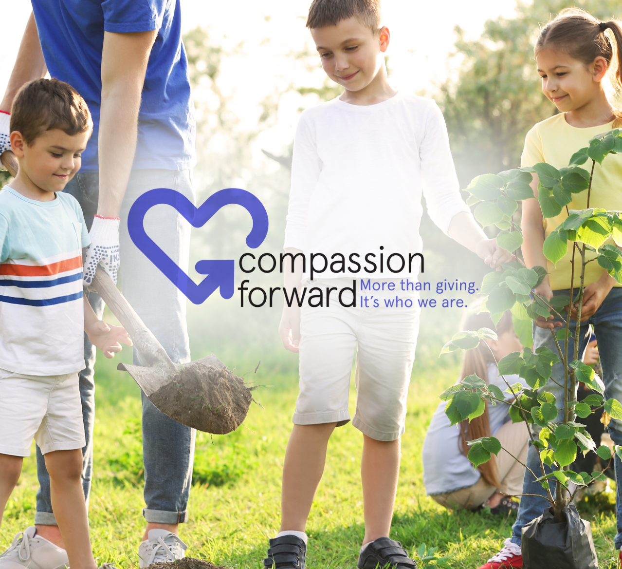 Compassion Forward logo planting trees