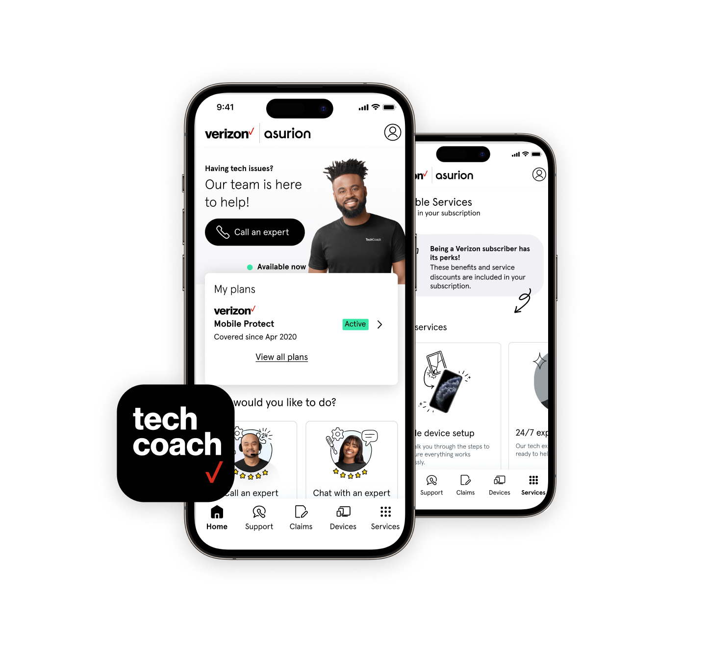 Verizon Tech Coach App screens