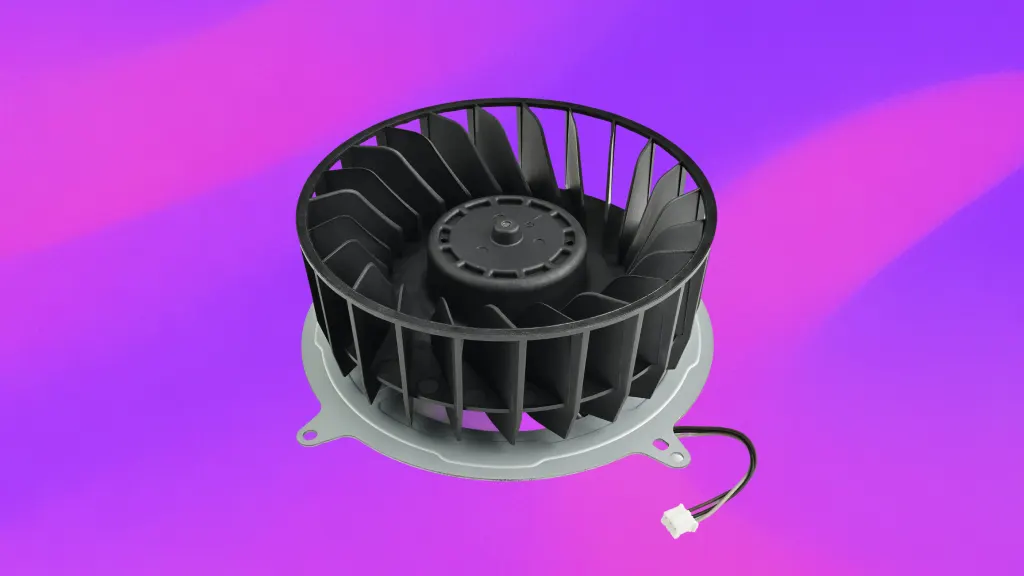 Isolated product image of a black PS5 replacement fan
