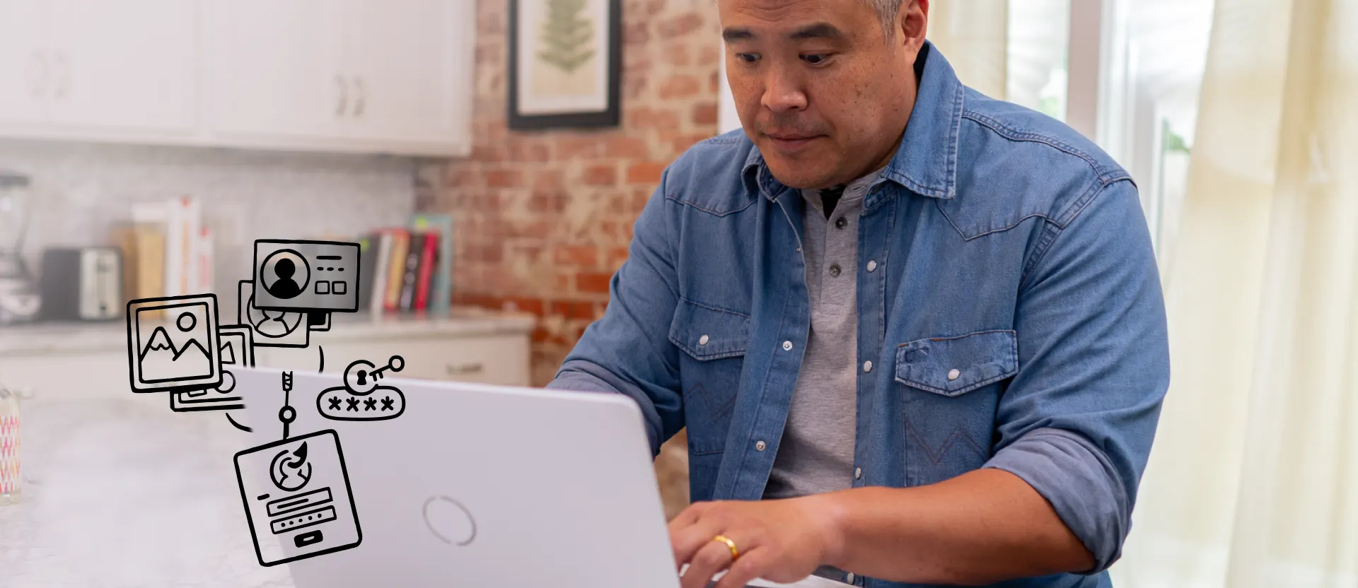 Man at computer facing AI threats