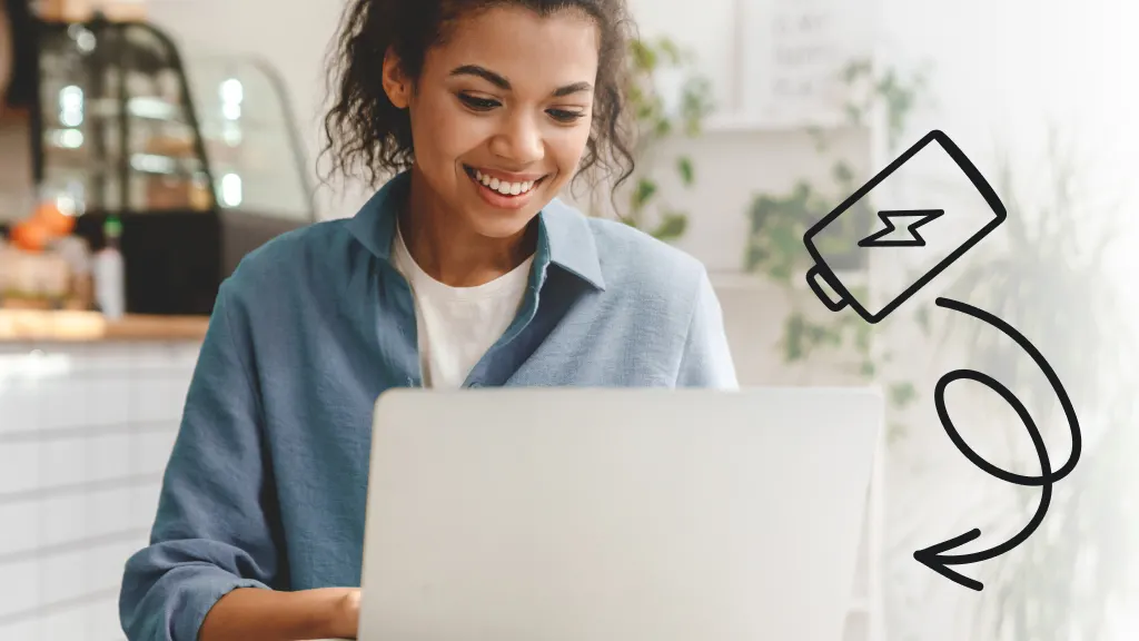 Woman checking Dell laptop battery health