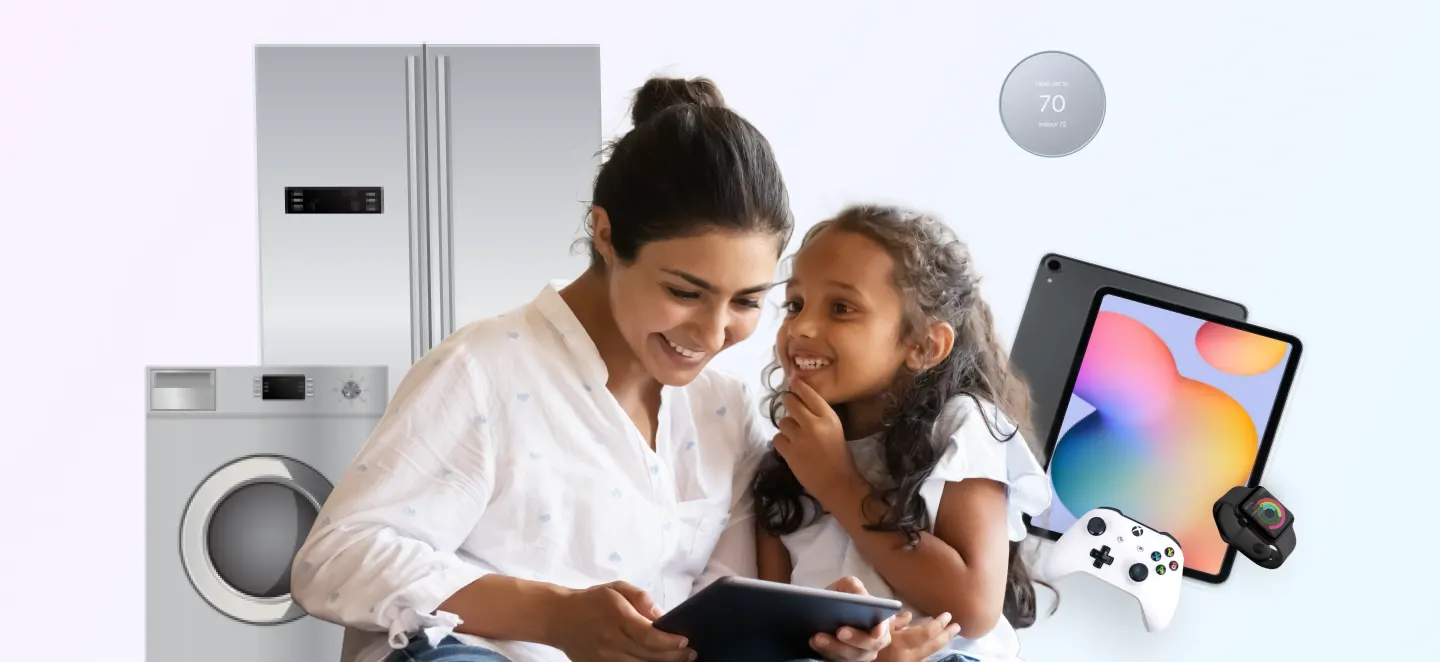 Mother and daughter using tablet