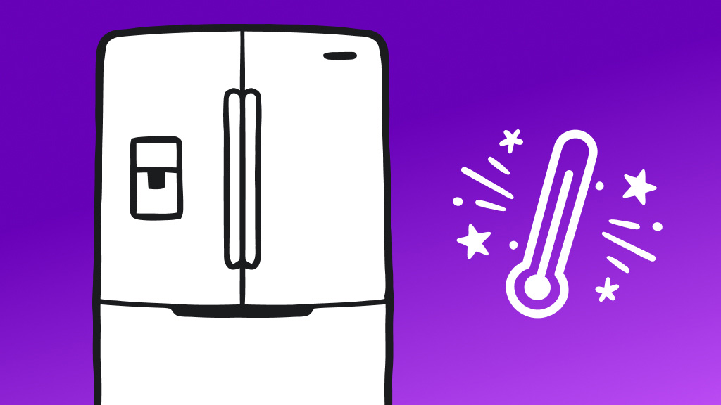 Illustration of a refrigerator with an illustrated thermometer