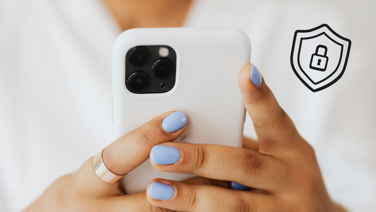 Woman using VPN on iPhone
