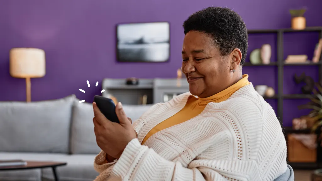 Woman finding what model phone she has