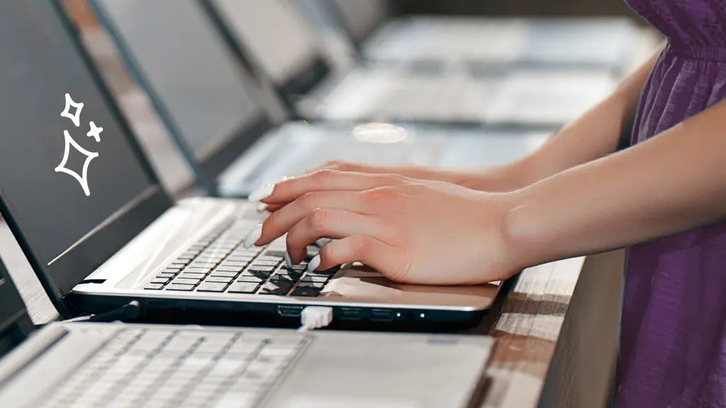 Woman shopping for new computer