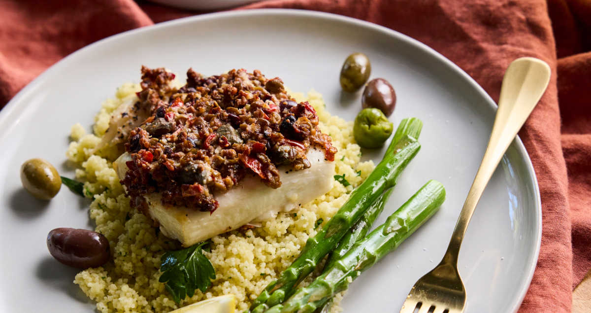 Broiled Fish with Olive Crust
