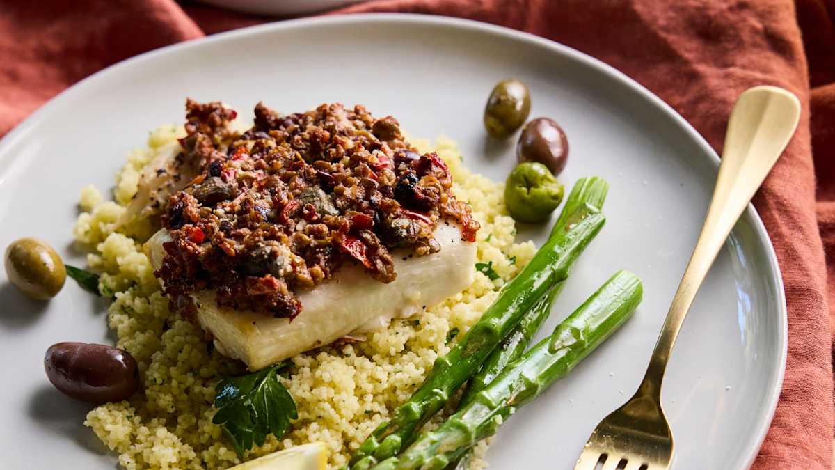 Broiled Fish with Olive Crust