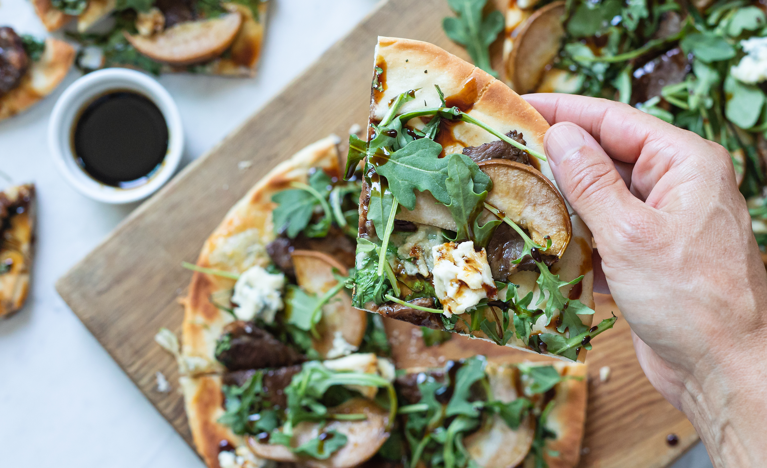 Steak, Pear & Arugula Flatbread