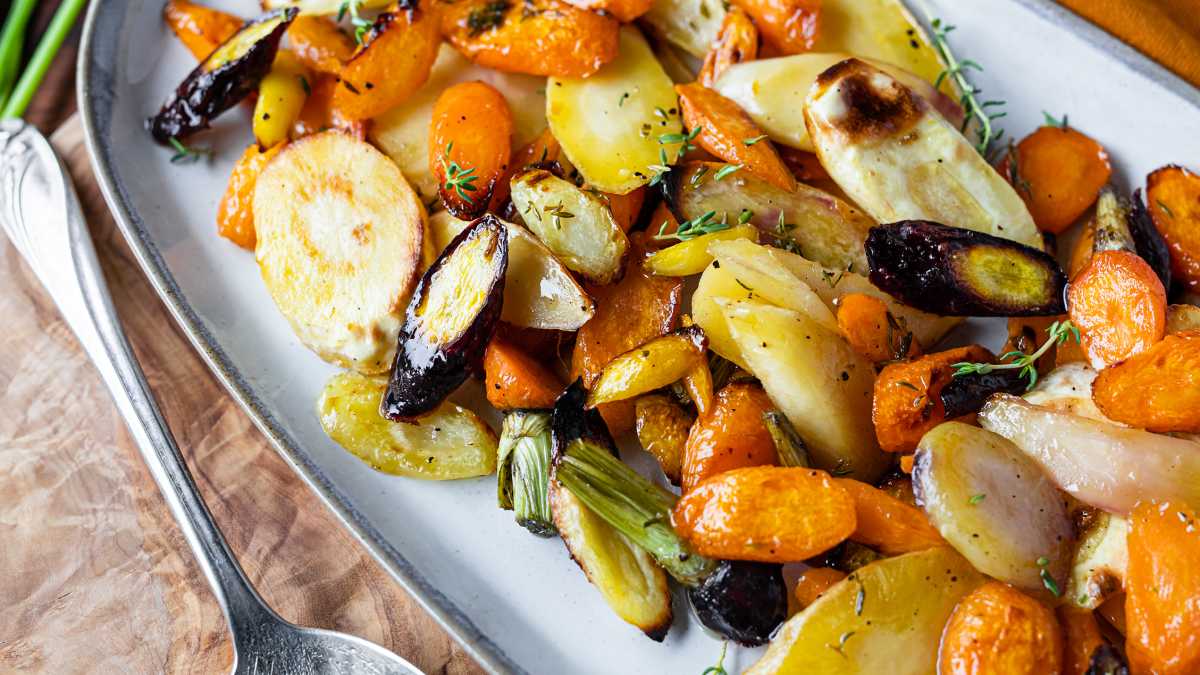 Roasted Carrots and Parsnips with Honey Thyme Glaze