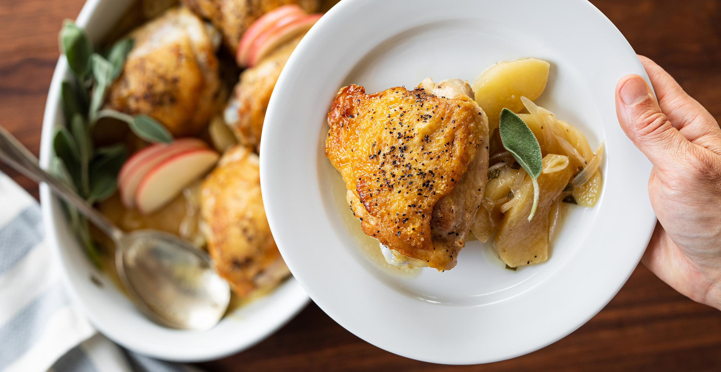Braised Chicken with Apples & Sage