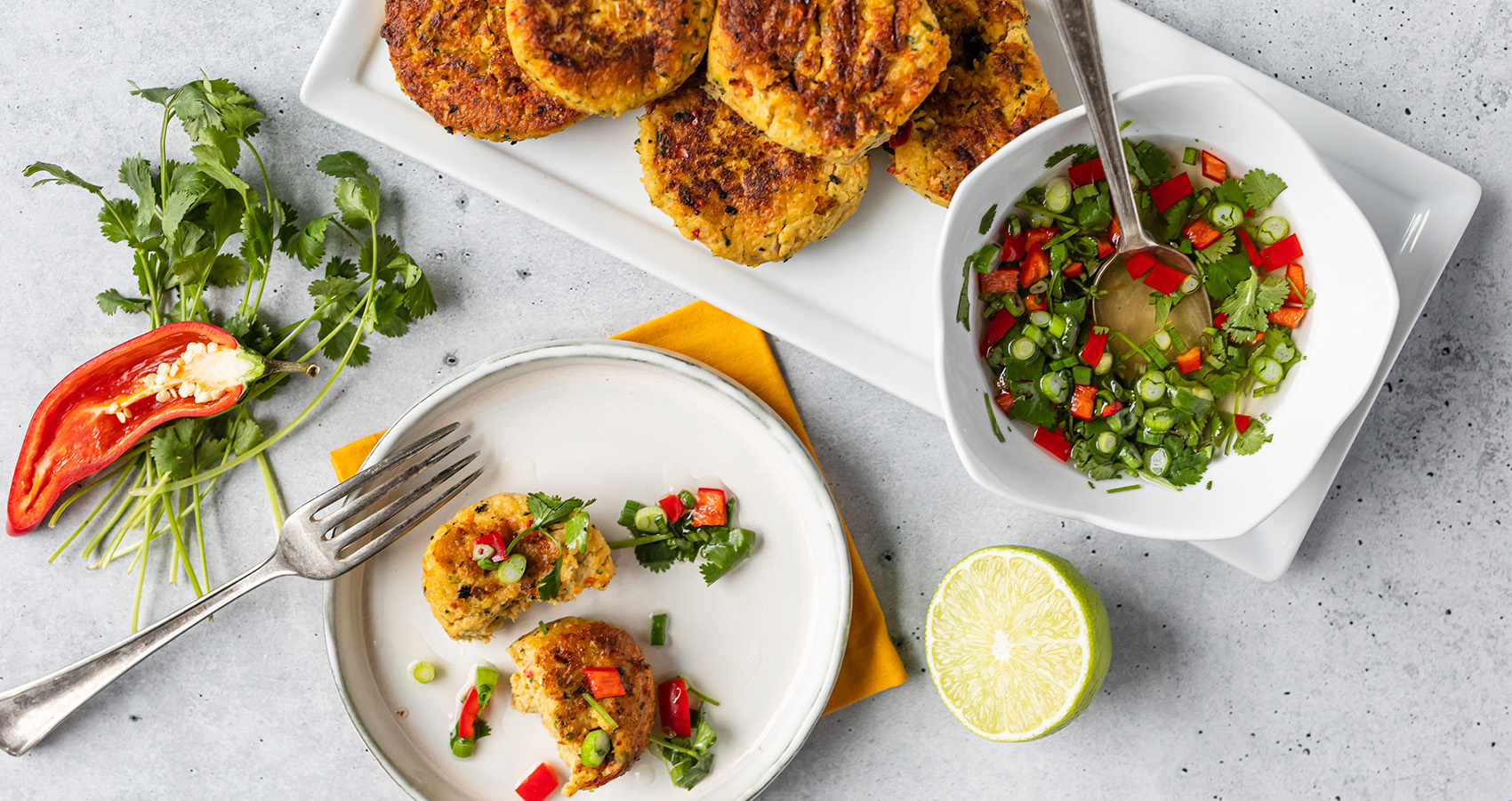 Thai Tempeh Cakes with Sweet Chile Dipping Sauce