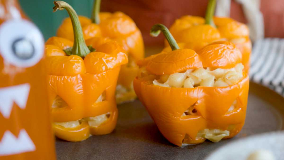 Jack O' Lantern Stuffed Peppers