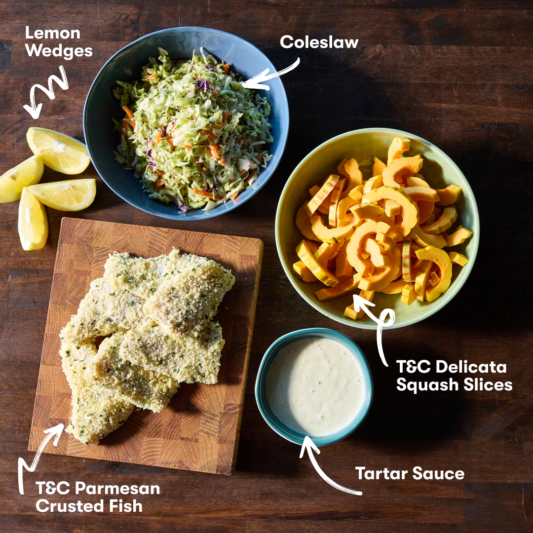 Parmesan Fish with Delicata “Chips”