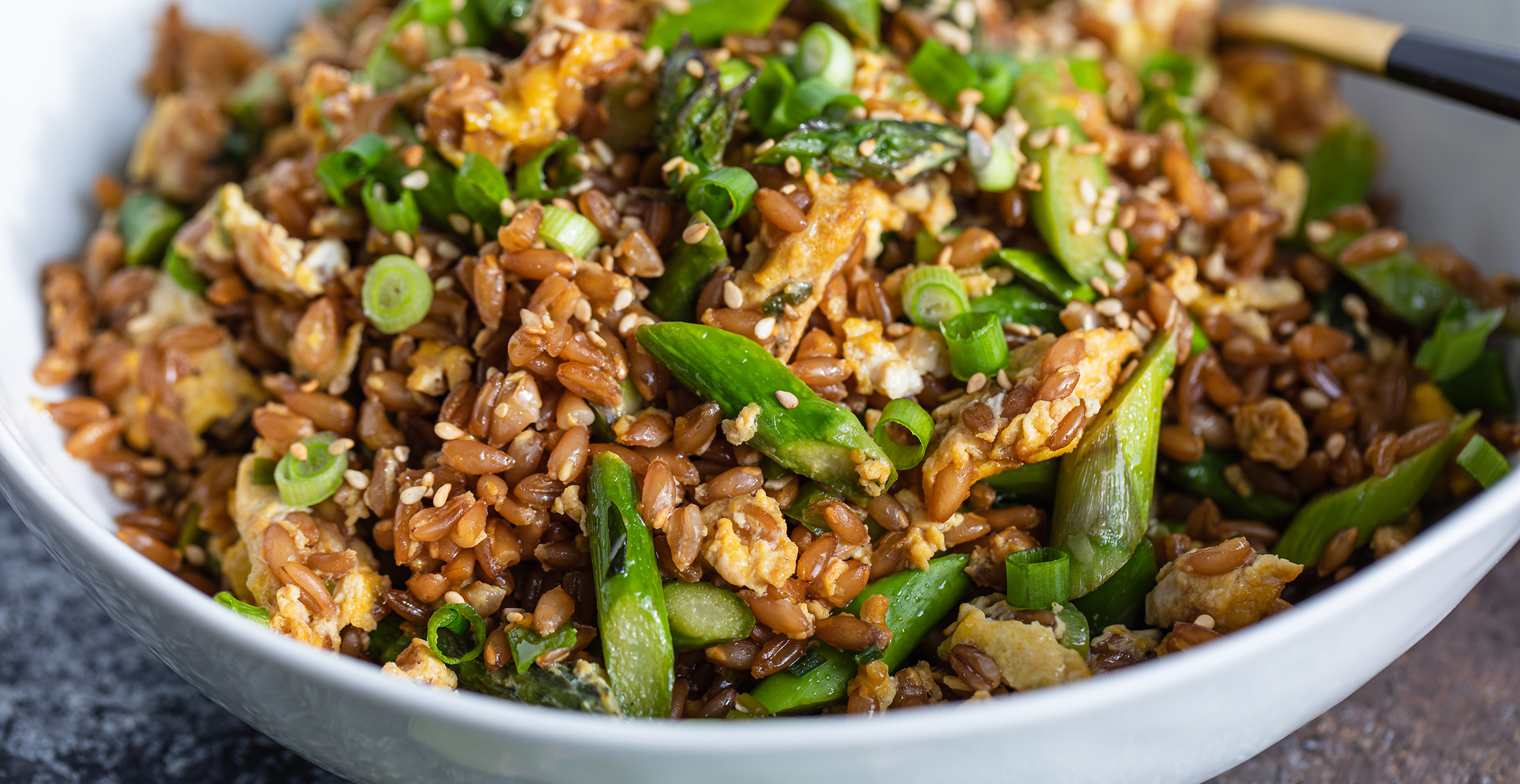 Fried Farro with Asparagus