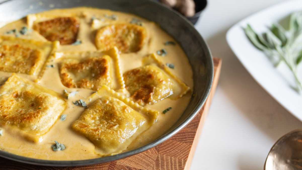 Ravioli with Gorgonzola Squash Sauce