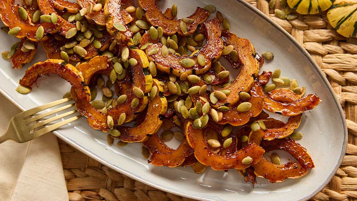 Maple Ancho-Roasted Delicata Squash
